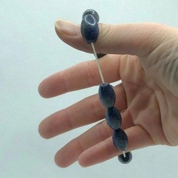 Large Blue Bead Fashion Stretch Bracelet - Picture 4 of 6